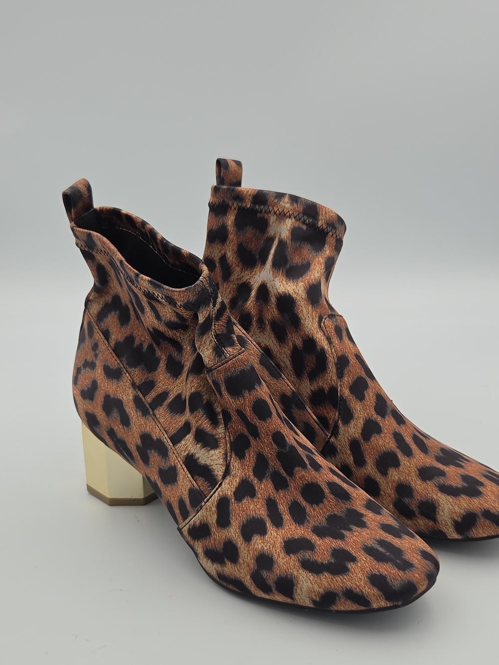 Katy Perry Collections Leopard Print Ankle Boots with Gold Block Heel Size 6